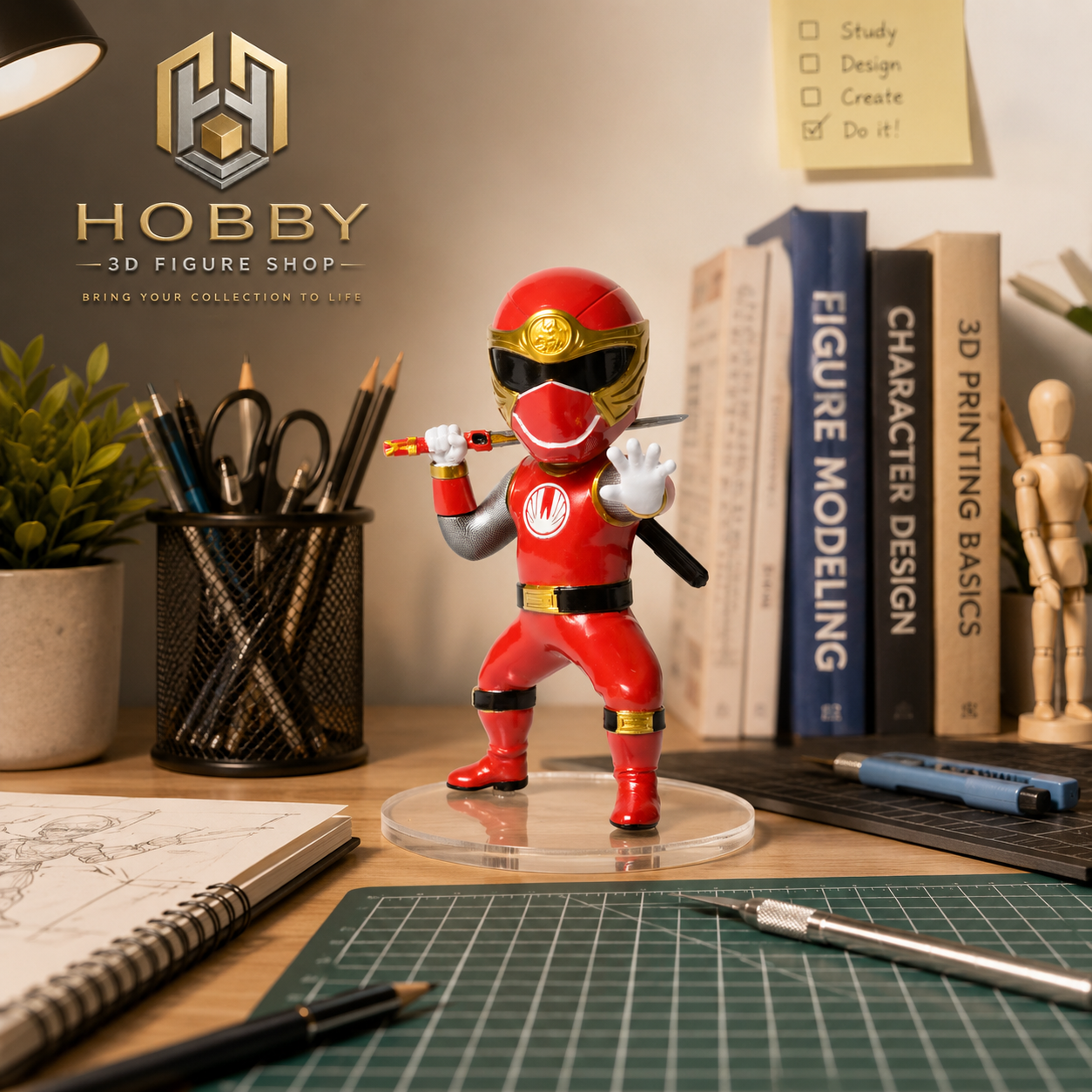 Mô hình Chibi 3D Ninja Storm - Red Wind Ranger
